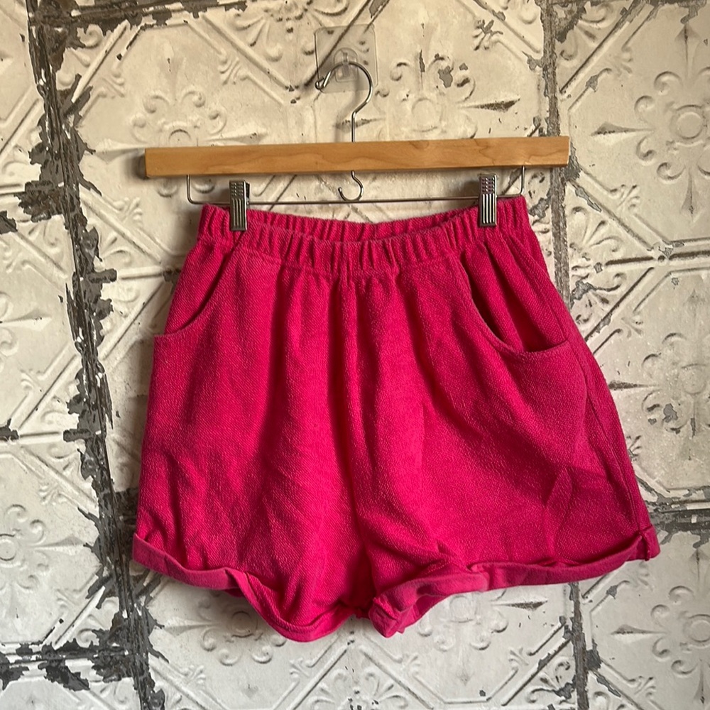 Women's Vintage Express Pink Terry Cloth Shorts